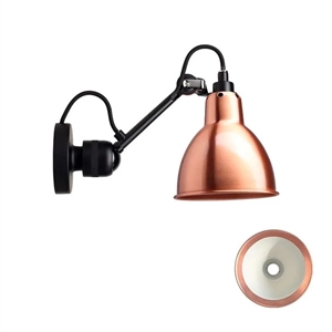 DCW Lampe Gras N304 Væglampe Mat Sort/Hvid/Kobber M. Ledning